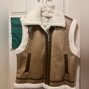 Altar'd State Tan and Cream Sherpa Vest
